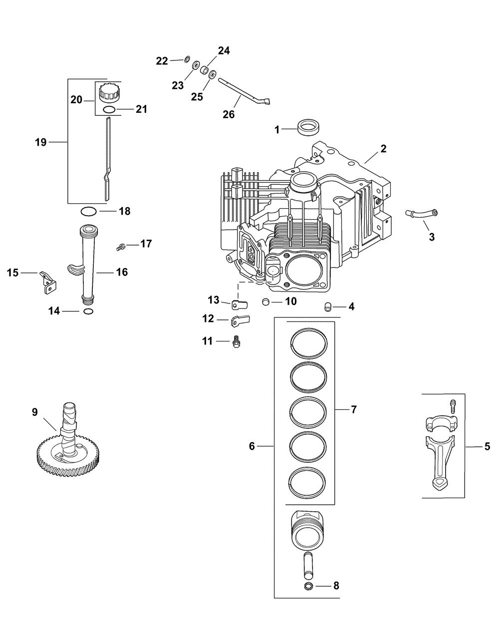 Kohler Cv750-0028 Crankcase Diagram and Parts List for M60-KH 53AH8CT6050-30HP-OHV Cub Cadet Lawn Tractor